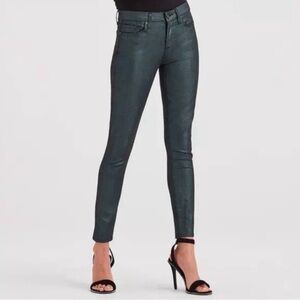 NWT 7 for all Mankind The  Skinny Jean Stretch Emerald Liquid Metallic sz. 28